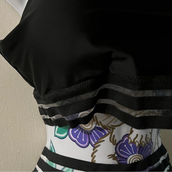 Shein Black Two Piece Swimsuit Stripe Waist - Picture 3 of 7